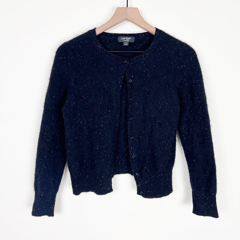 100% Cashmere Cardigan Sweater Rainbow Speckled Eclectic Quirky Unique Frazzled